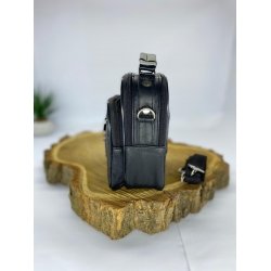 Siyah Deri Dikey Küçük Boy Çelik Kasalı Çanta El Çantası Hakiki Deri Çanta