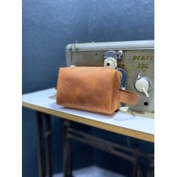 Hakiki Crazy Deri Kiremit Unisex Seyahat Çantası, Dopp Kitt, Traşlık, El Çantası